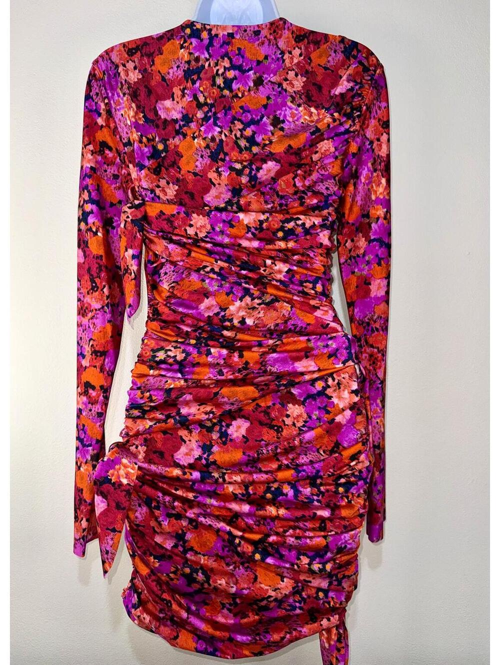 $990 NWT Philosophy Di Lorenzo Serafini Floral Ruched Mini Dress Medium 6 42 - Picture 2 of 9